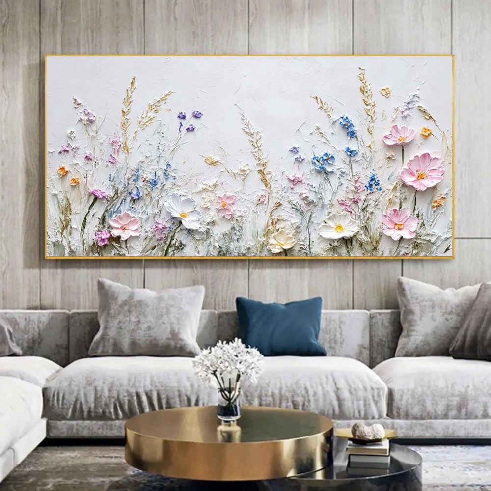 Handmade 3D Flower Oil Painting on Canvas – Modern Palette Knife Wall Art