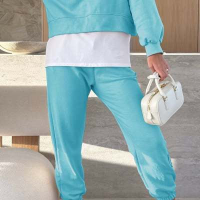 Women’s Color-Block Streetwear Set – Trendy Two-Piece Long Sleeve Top & Pants | Comfortable Outfit