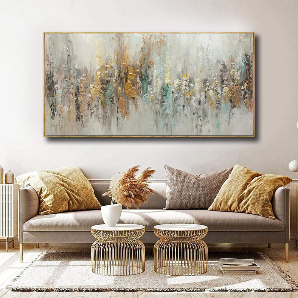 Handmade Abstract Oil Painting on Canvas – Modern Horizontal Wall Art