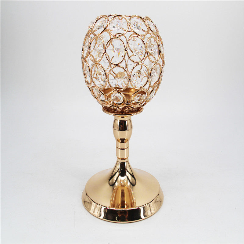 Crystal Iron Candle Holder – Elegant Gold Wedding Table Decoration