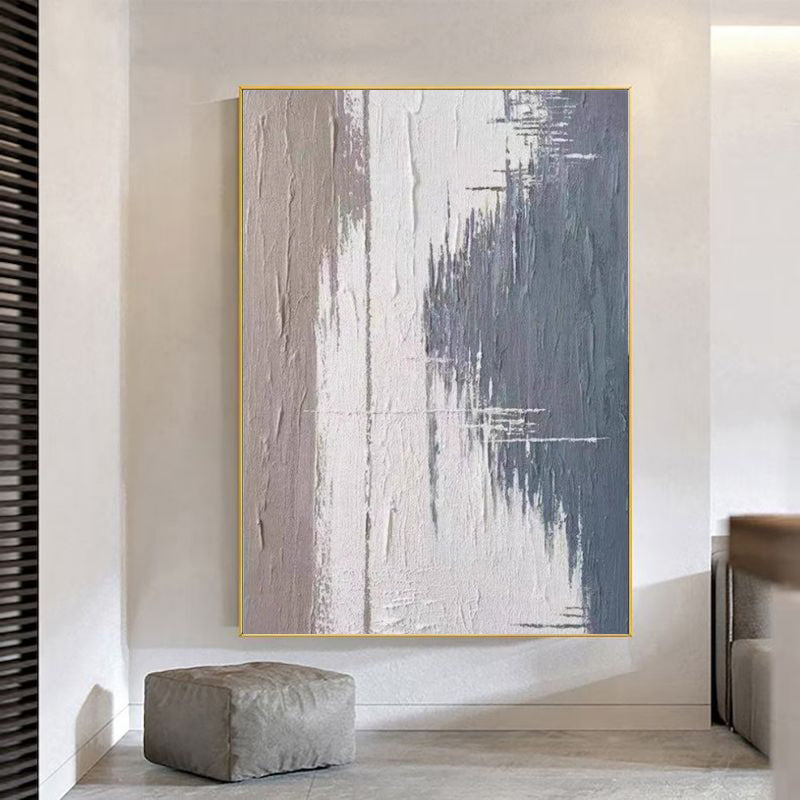 Handmade Abstract Grey Oil Painting Canvas – Modern Textured Wall Art