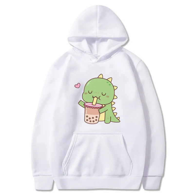 Cartoon Dinosaur Cute Printed Hooded Sweatshirt – Unisex Long Sleeve Casual Hoodie