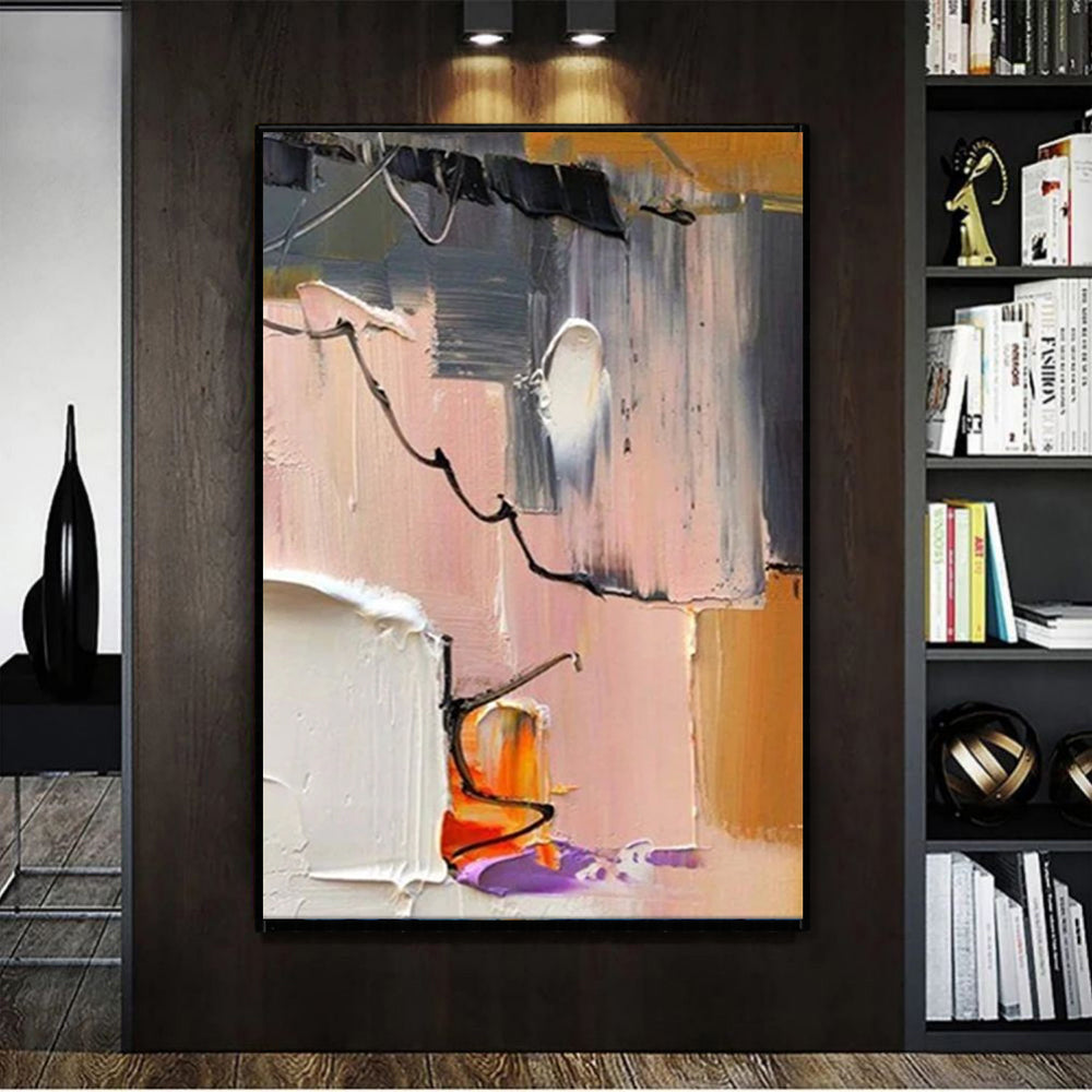 Modern Handmade Abstract Oil Painting on Canvas – Luxury Wall Art for Living Room