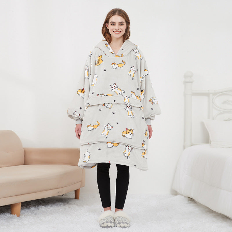 Heated Oversized Hoodie Blanket – Cozy Sherpa Wearable Blanket