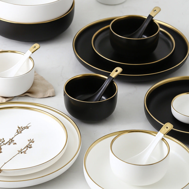 PremiumTableware Set – Elegant White Bowls, Plates & Spoon