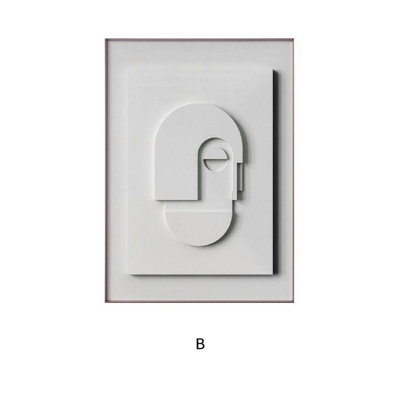 Abstract Geometric Morandi Canvas Painting – 3D Silent Style Wall Art