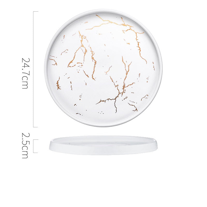 Marble Porcelain Plate – Elegant Black & White Dish