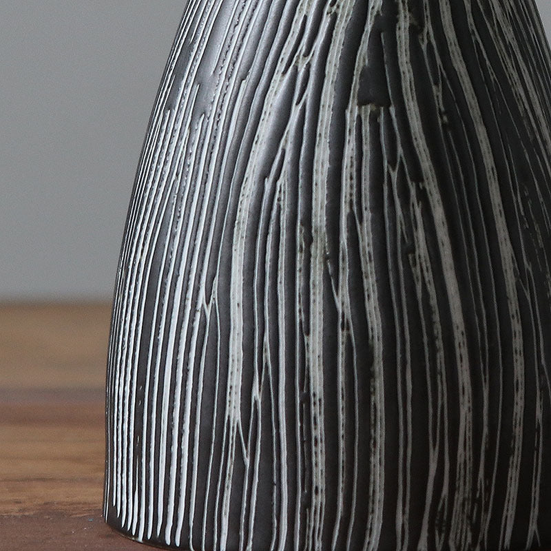 Ceramic Vase – Handmade Chinese Zen Vertical Stripes Decor