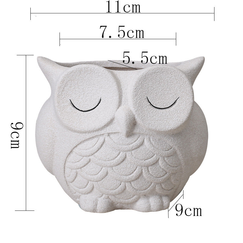 Owl Ceramic Flower Pot – Creative Desktop Indoor Plant Planter