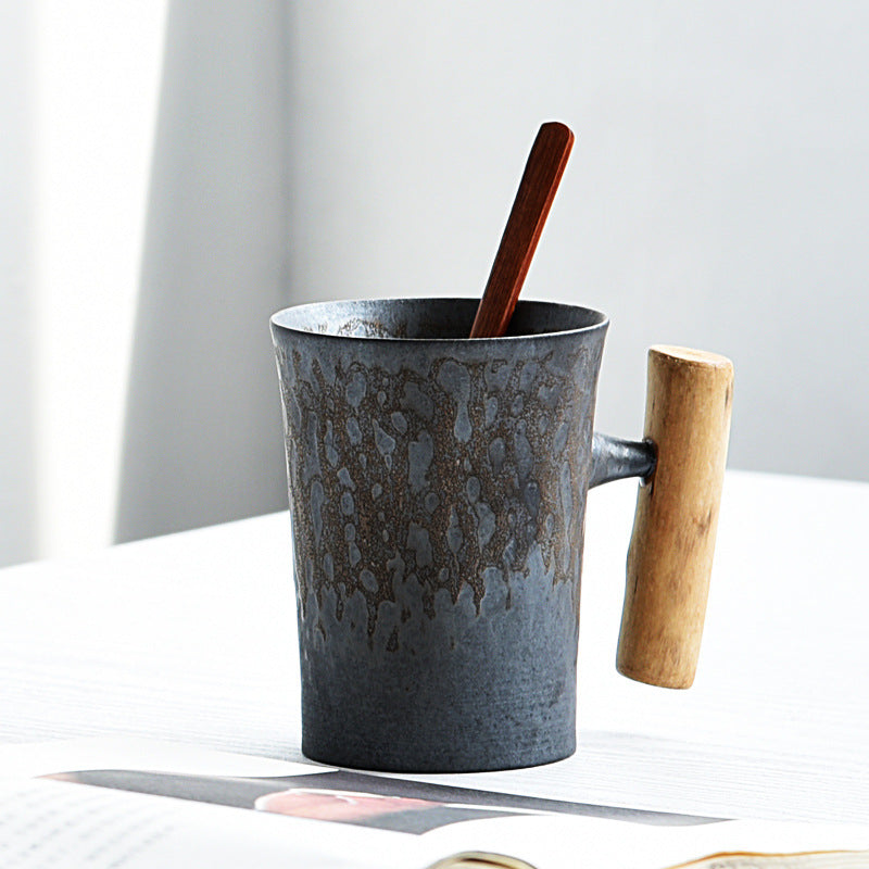 Ceramic & Solid Wood Cup –  Stylish Drinkware