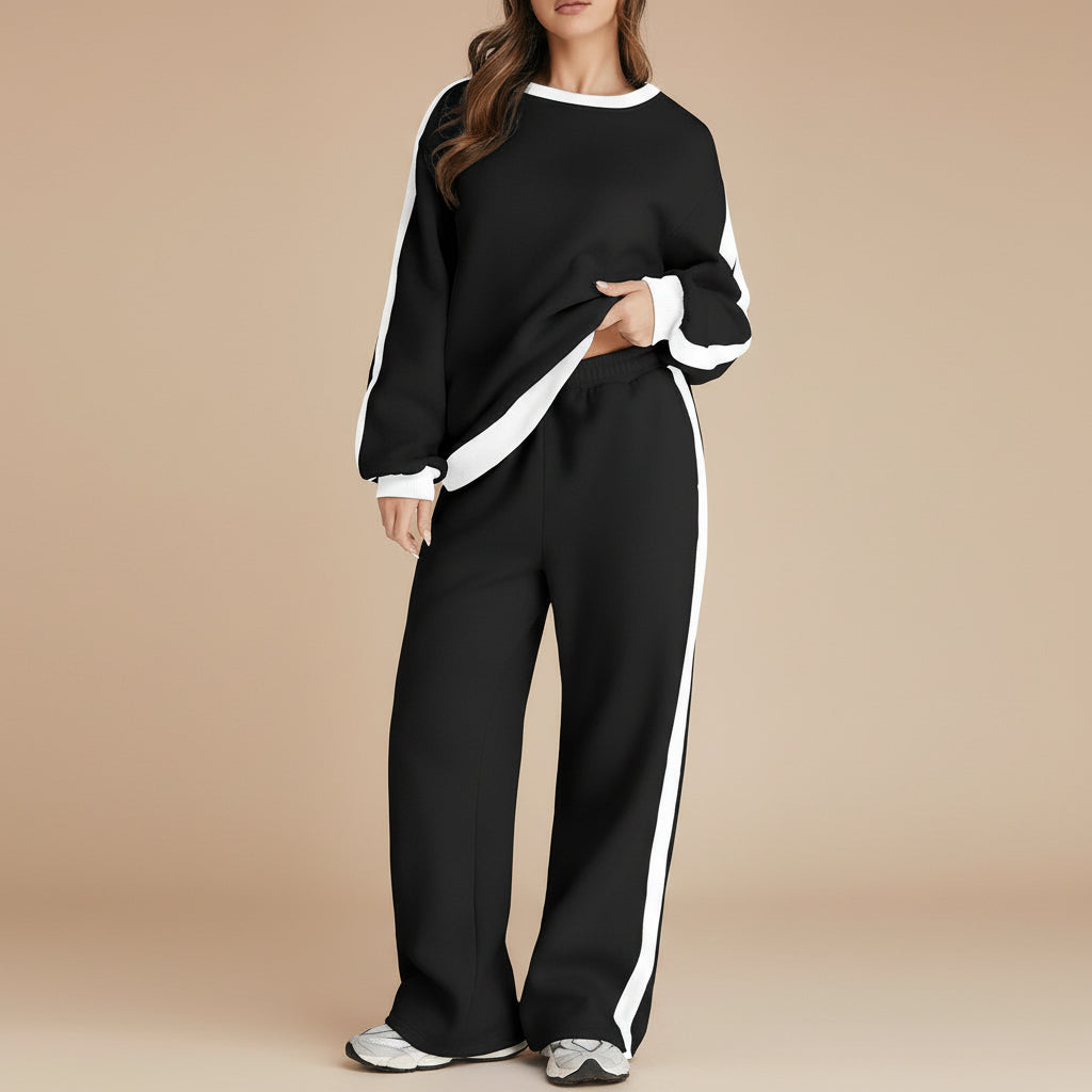 Streetwear Spliced Tracksuit Set – Hipster Long Sleeve Top & Pants | Women’s Street Fashion Outfit