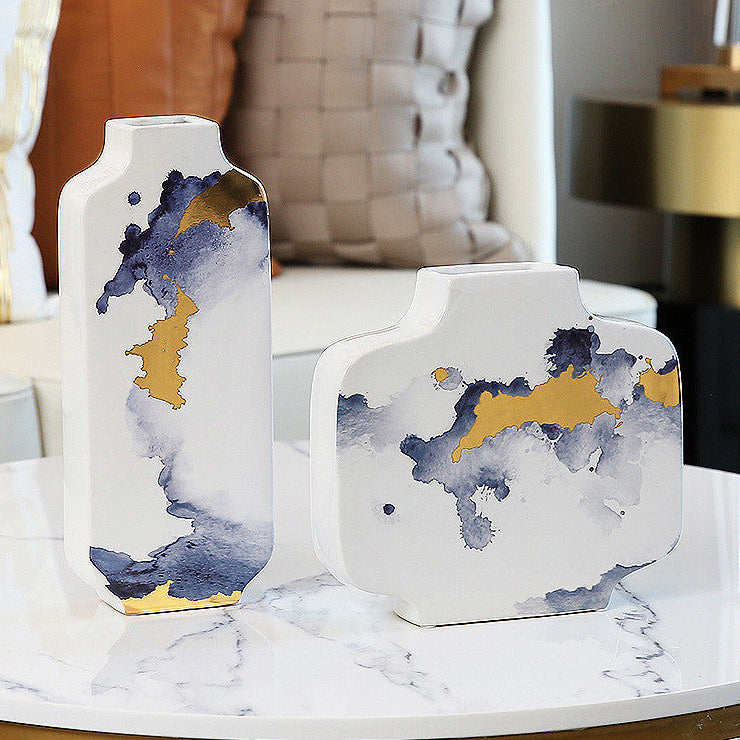 Ceramic Antique Ink Vase – Zen Style Living Room Ornament & Home Décor