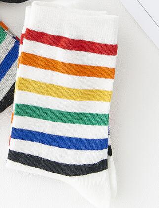 Rainbow Striped Harajuku Cotton Socks – Colorful Casual Fashion Socks for Women