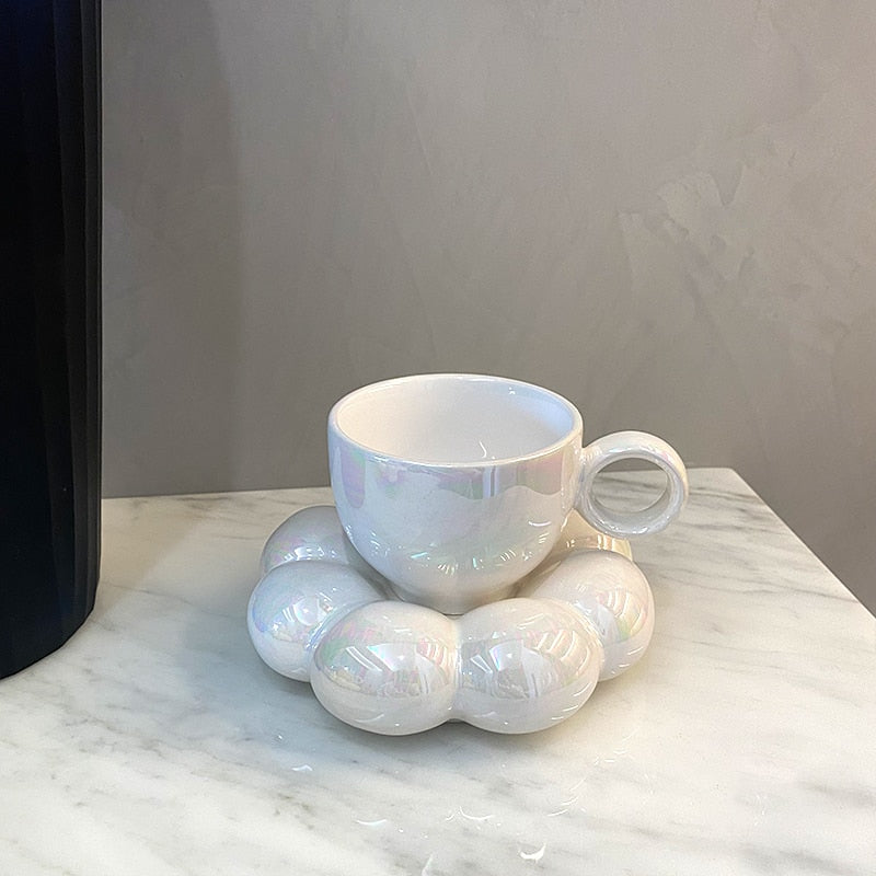 Flower Coffee Cup & Plate Gift Set – Ceramic Mug with Gift Box