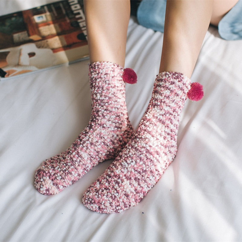Personalized Coral Wool Medium Tube Socks – Thickened Warm Terry Towel Fabric | Unisex Winter Home Socks
