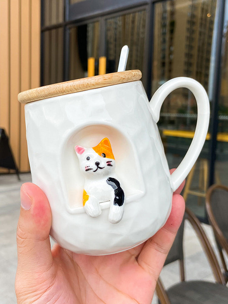 Cute Rabbit Mug with Lid & Spoon – 430ml Trendy Office Cup