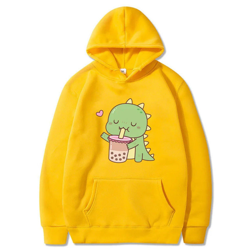 Cartoon Dinosaur Cute Printed Hooded Sweatshirt – Unisex Long Sleeve Casual Hoodie