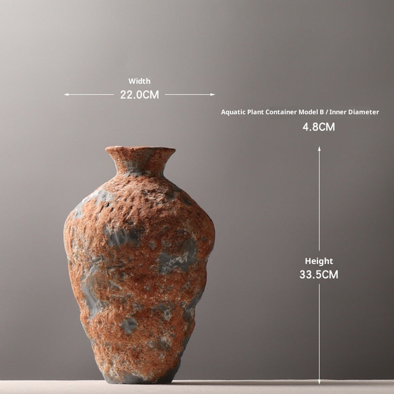 Retro Nostalgic Ceramic Vase – Zen Home Decor with Colored Glaze Finish