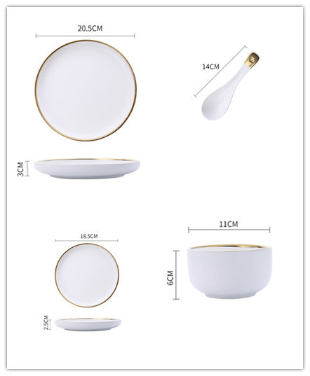 PremiumTableware Set – Elegant White Bowls, Plates & Spoon