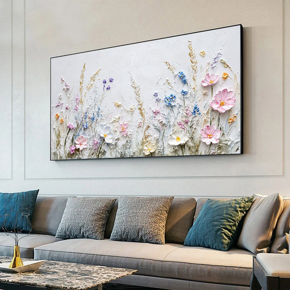 Handmade 3D Flower Oil Painting on Canvas – Modern Palette Knife Wall Art