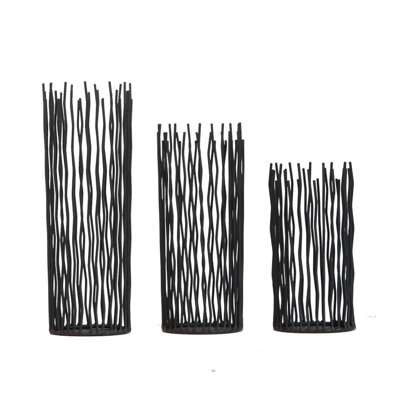 Geometric Iron Candle Holder – Handmade Black Hanging Ornament