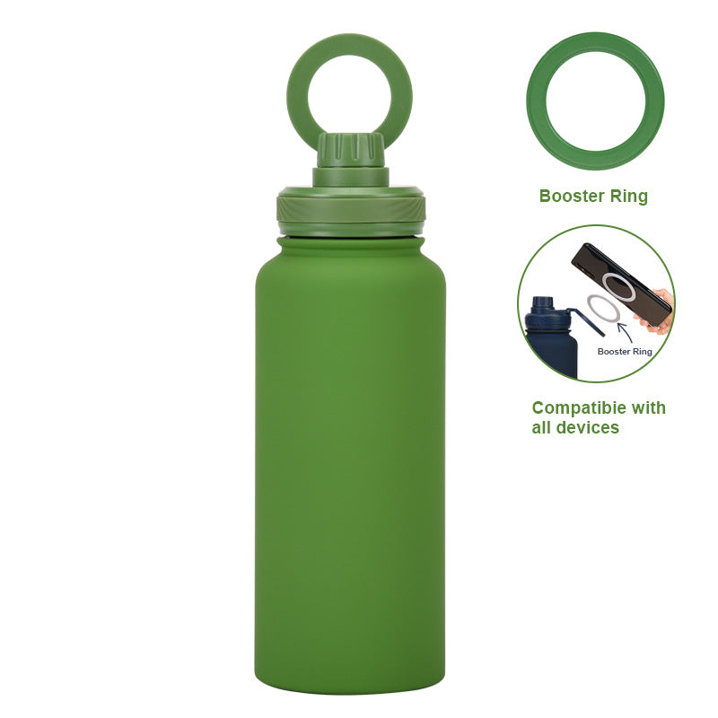 Magnetic Bracket Thermos Cup – Large Capacity Stainless Steel Sports Water Bottle