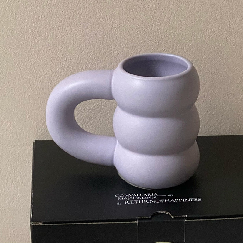 Scandinavian Tire Ceramic Mug – Coffee Cup with Coarse Handle