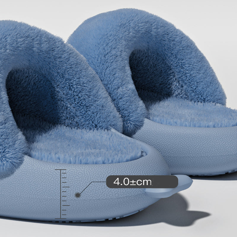 Winter Shark Slippers – Detachable Warm Fuzzy House Shoes with Thick Sole