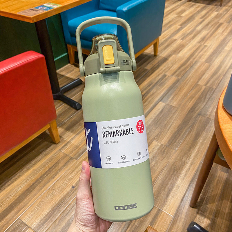 Large Capacity Stainless Steel Insulated Cup with Straw – 1300ml & 1700ml | Leak-Proof Outdoor Sports & Fitness Bottle