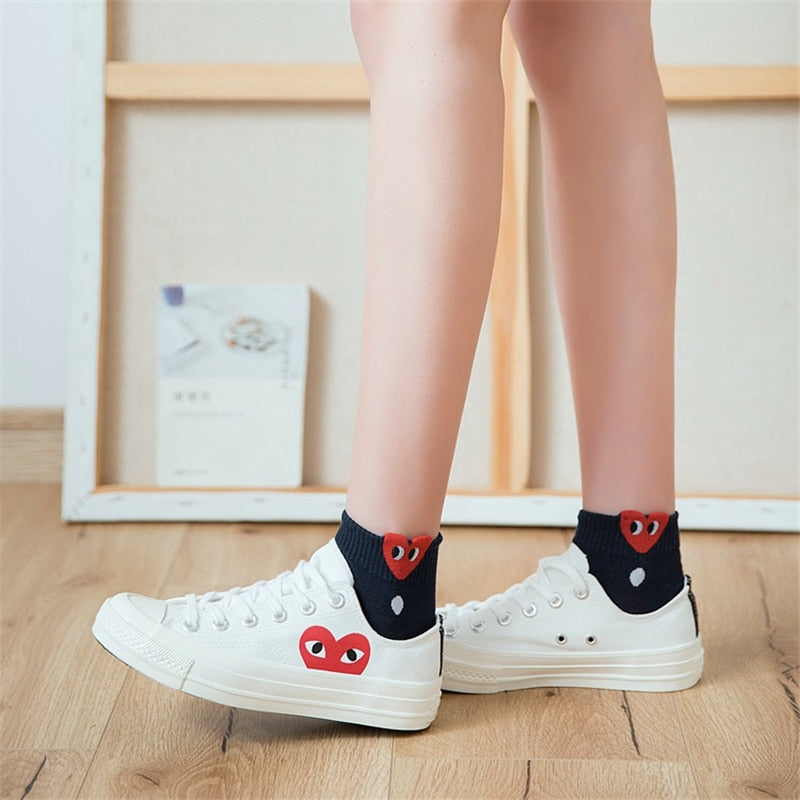 Cute 3D Heart Ear Socks for Women – Kawaii Big-Eyes Casual Socks | Soft, Breathable & Trendy Campus Style