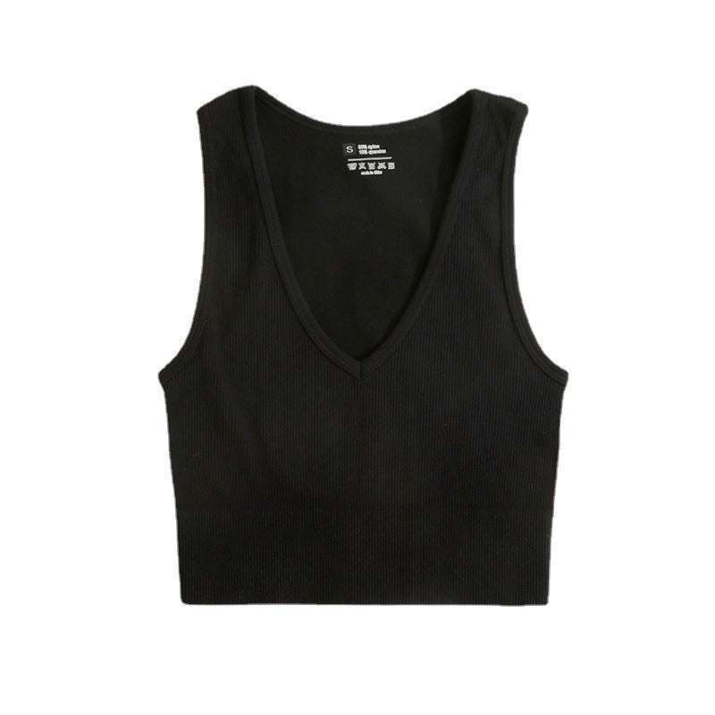 V-Neck Yoga Tank Top for Women – Breathable Fitness Sports Bra for Running & Gym