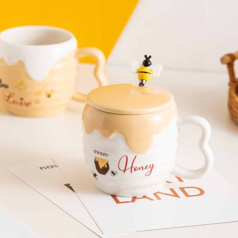 Cute Bee Mug  Set –  Color-Glazed Three-Piece Gift