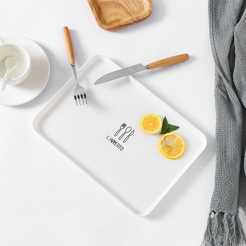 Nordic Style Rectangular Breakfast Plate – Durable Plastic Tea & Dining Tray