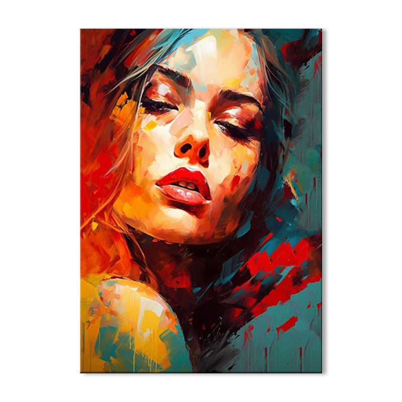 Abstract Woman Oil Painting – Handmade Colorful Modern Canvas Art