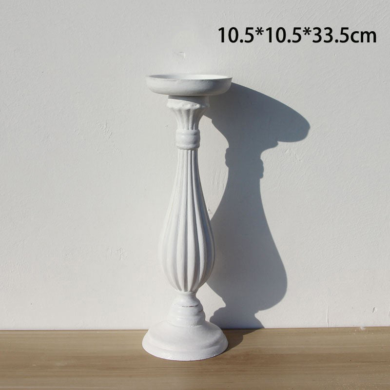 White Wooden Candle Holder – Decorative Candle Light Ornament