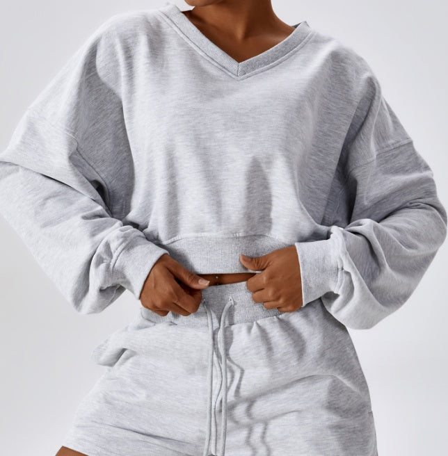 Women’s Outdoor Warm V-Neck Pullover – Casual Loose Long Sleeve Sweatshirt | Cotton, Premium Colors
