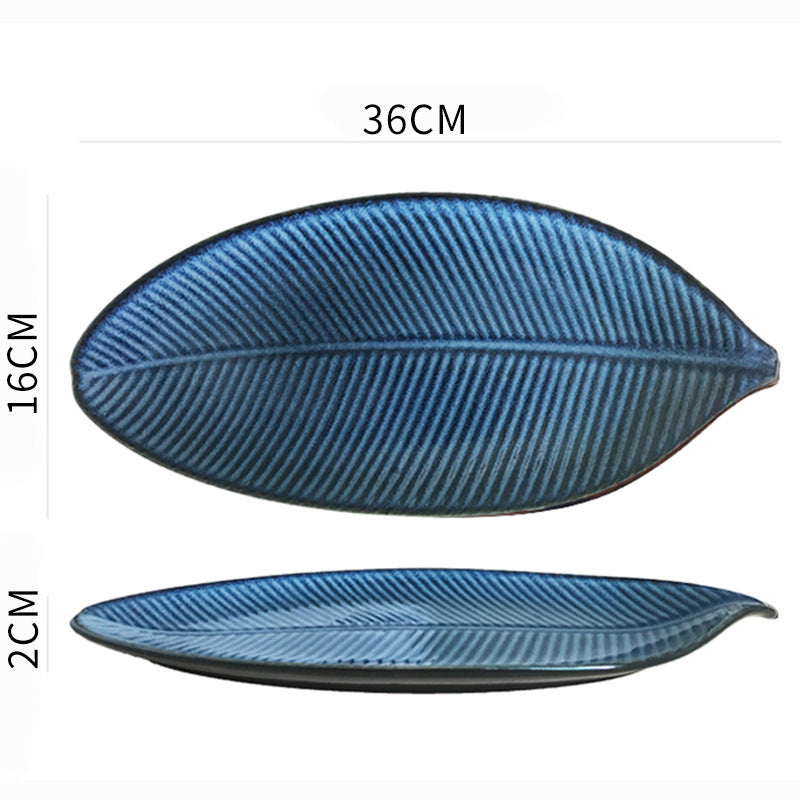 Japanese Leaf-Shaped Ceramic Plate – Elegant Home & Restaurant Tableware