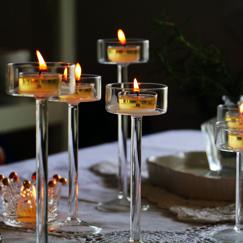 European Style Glass Candle Holder – Elegant Crystal Table Decoration