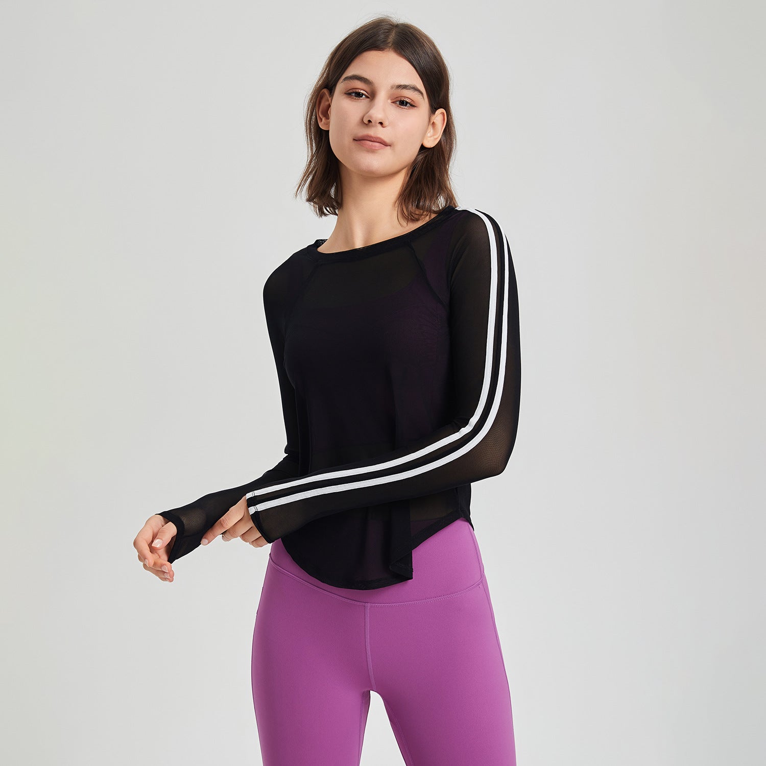 Breathable Long Sleeve Sports T-Shirt for Women | Lightweight Nylon Pullover for Spring & Autumn