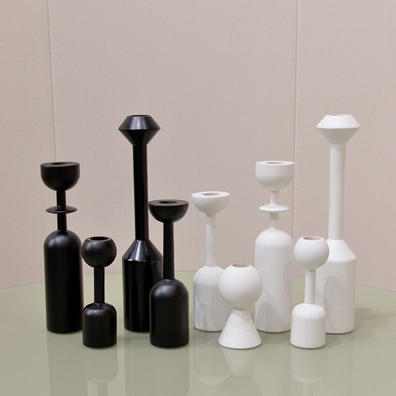 Wooden Candlestick – Simple Home Candle Holder for Decor & Photography