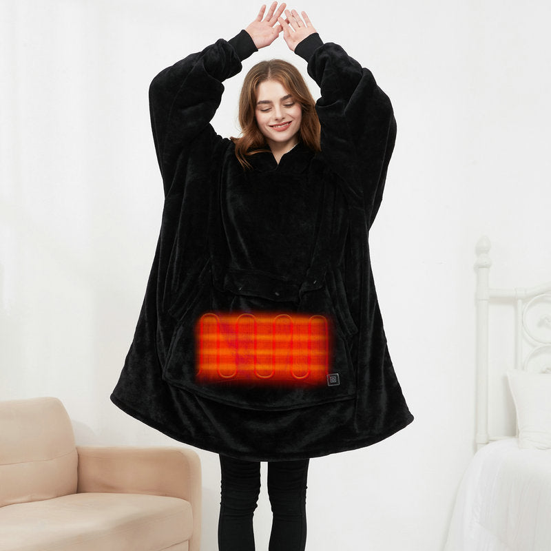 Heated Oversized Hoodie Blanket – Cozy Sherpa Wearable Blanket