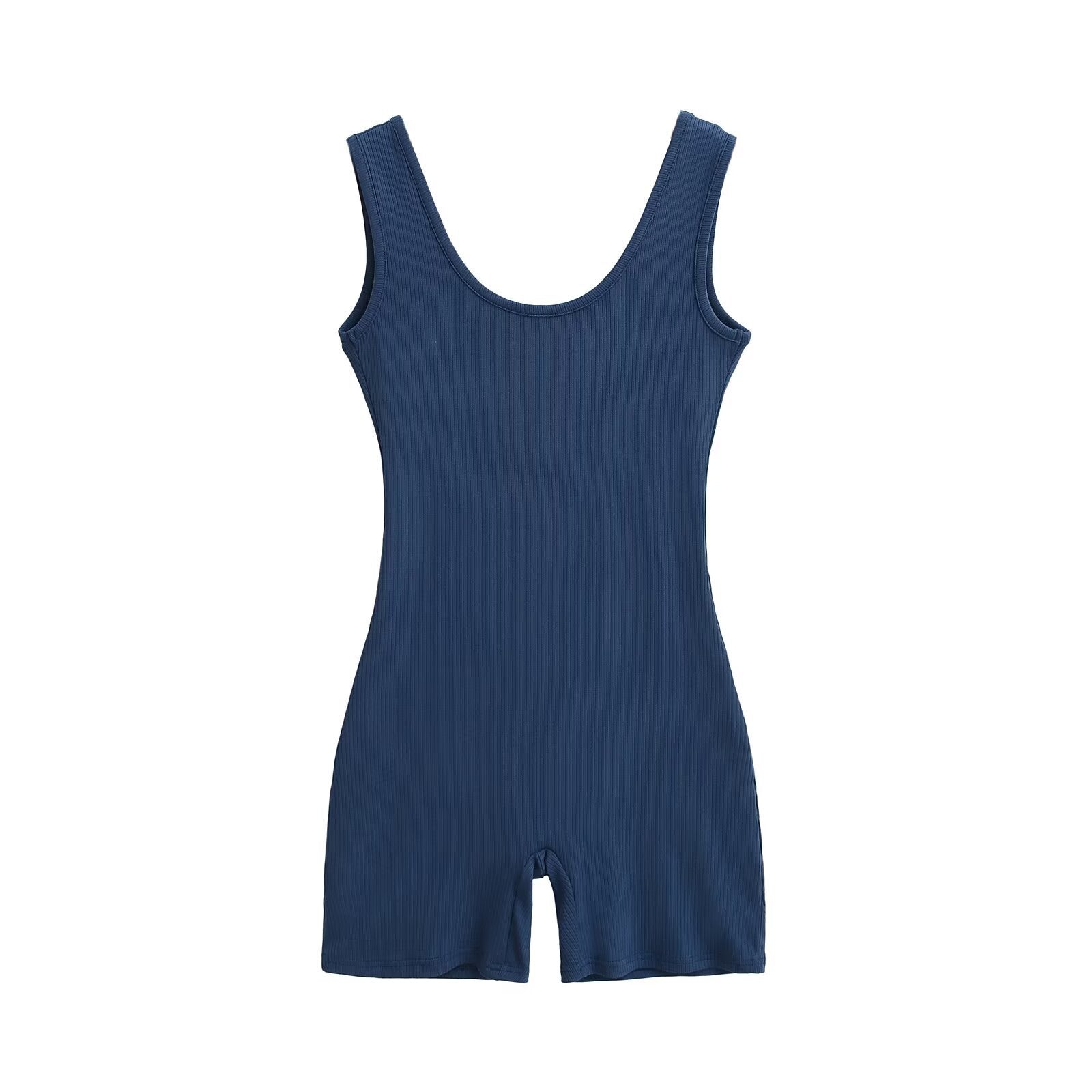 Large Backless Yoga Jumpsuit Shorts – Sleeveless, Skinny Fit, Three-Quarter Length Activewear for Women