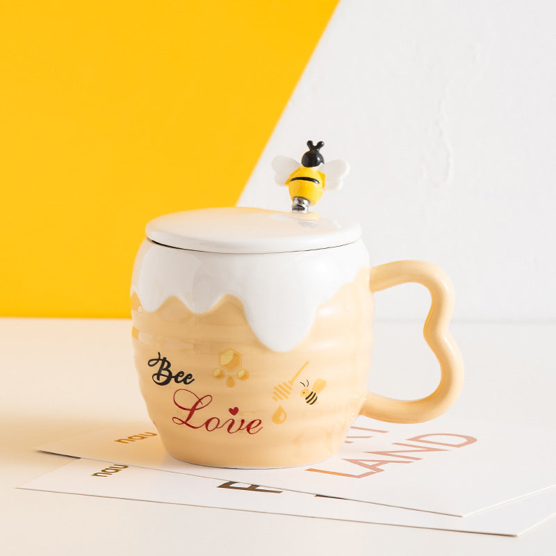 Cute Bee Mug  Set –  Color-Glazed Three-Piece Gift