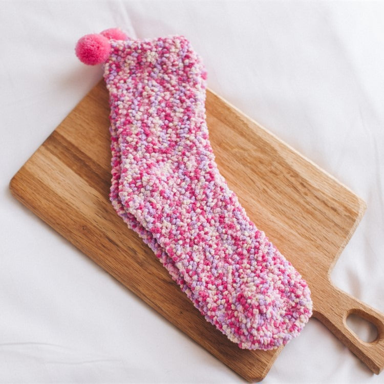 Personalized Coral Wool Medium Tube Socks – Thickened Warm Terry Towel Fabric | Unisex Winter Home Socks