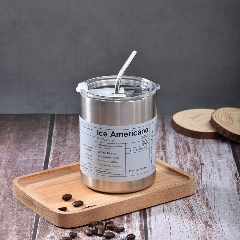 Air Stainless Steel Portable Coffee Cup – Double-Wall Thermal Straw Cup for Hot & Cold Drinks (360ml / 600ml)