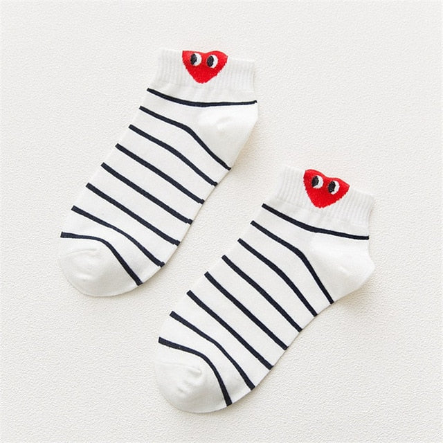 Cute 3D Heart Ear Socks for Women – Kawaii Big-Eyes Casual Socks | Soft, Breathable & Trendy Campus Style
