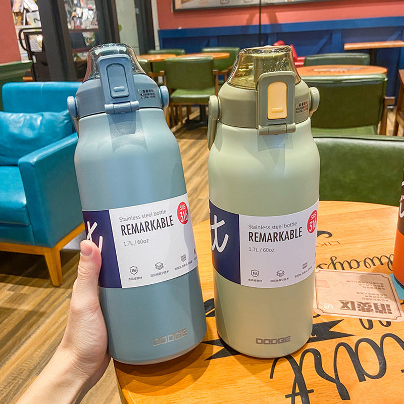 Large Capacity Stainless Steel Insulated Cup with Straw – 1300ml & 1700ml | Leak-Proof Outdoor Sports & Fitness Bottle