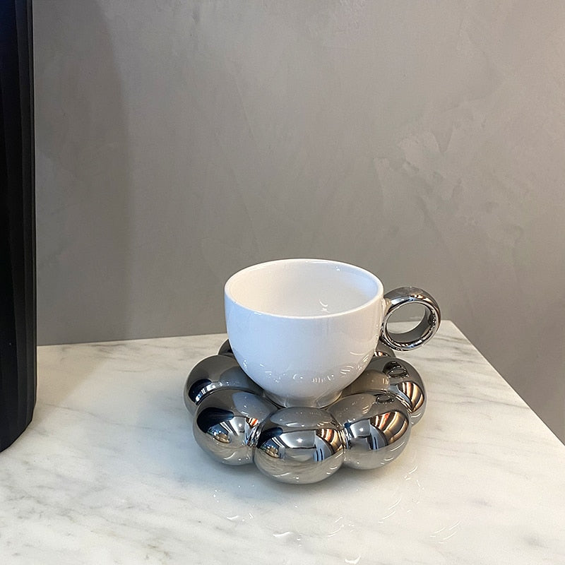 Flower Coffee Cup & Plate Gift Set – Ceramic Mug with Gift Box