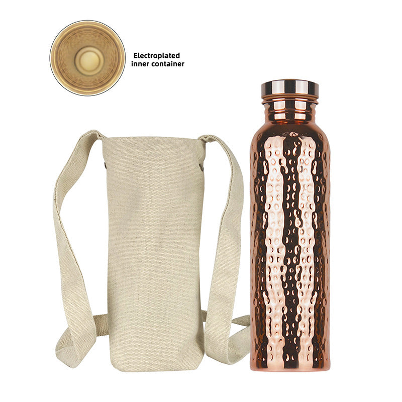 Pure Copper Hammer-Pattern Water Bottle | Leakproof Sports Bottle for Gym, Cycling & Travel