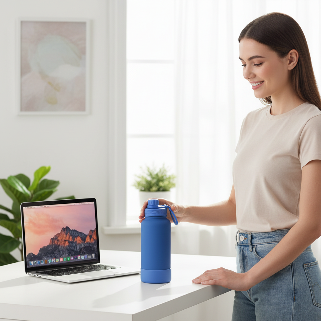 Magnetic Bracket Thermos Cup – Large Capacity Stainless Steel Sports Water Bottle